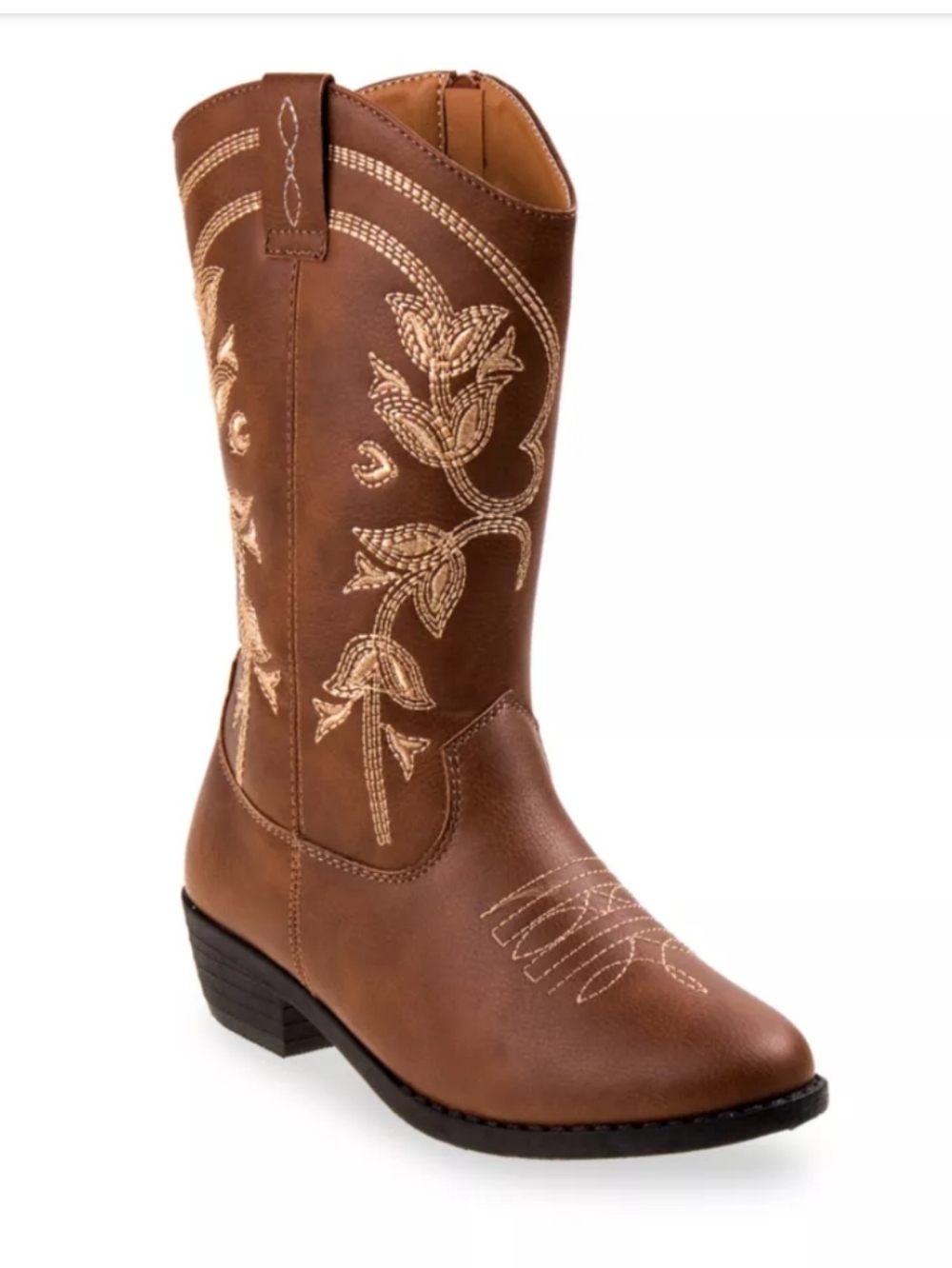 Kensie Girl Brown Embroidered Western Cowgirl Boots